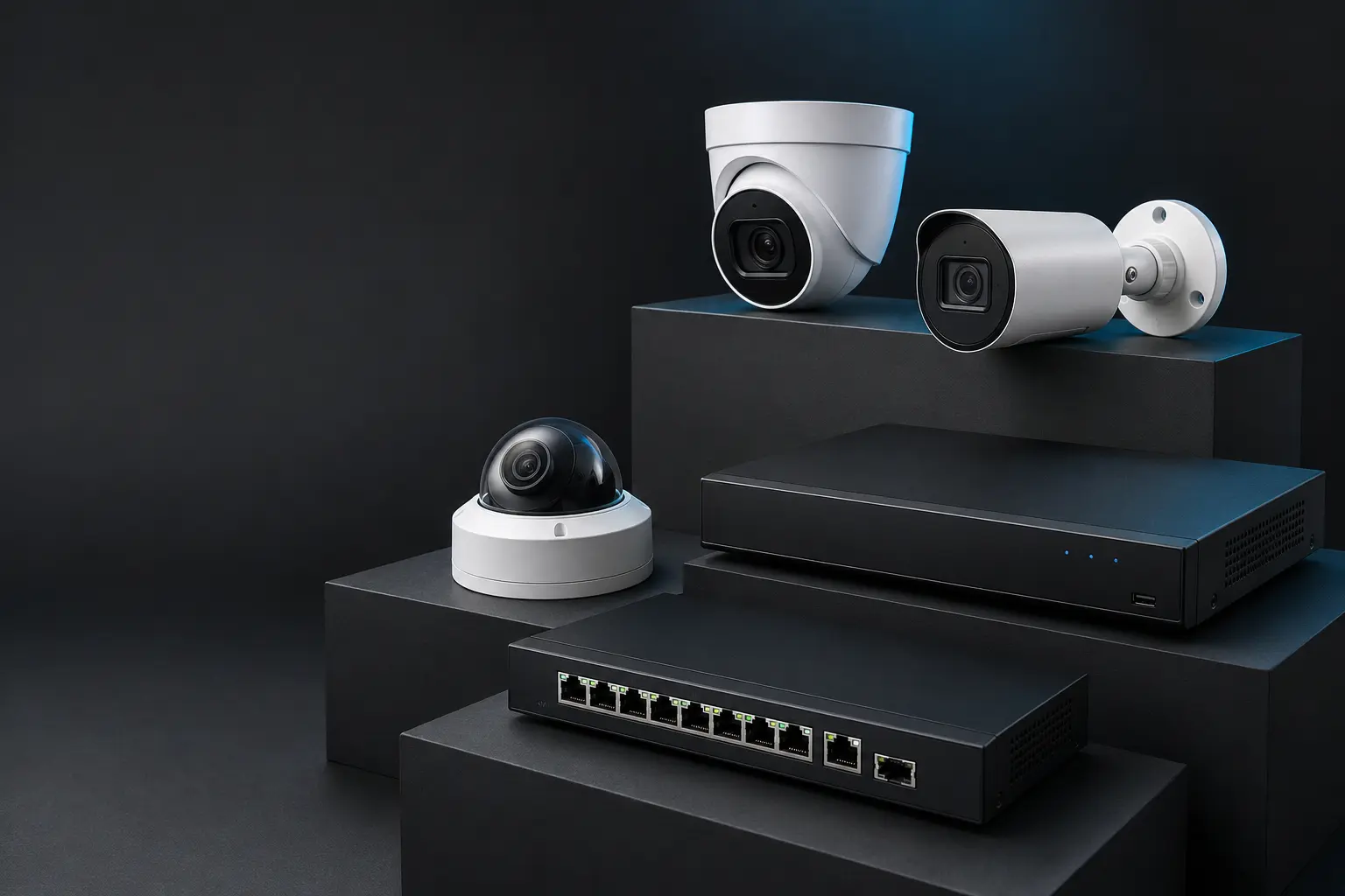 camera, network switch and recorder arrangement